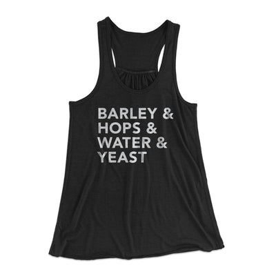 Barley & Hops & Water & Yeast Women's Flowey Tank Top Black | Funny Shirt from Famous In Real Life