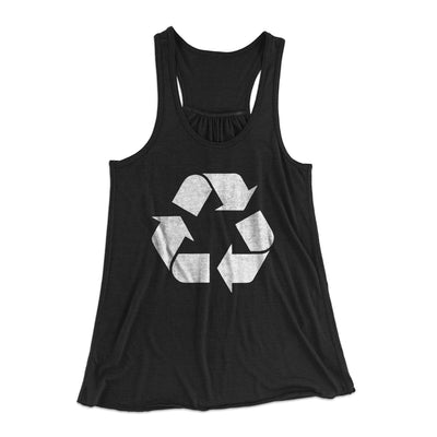 Recycle Symbol Women's Flowey Tank Top Black | Funny Shirt from Famous In Real Life