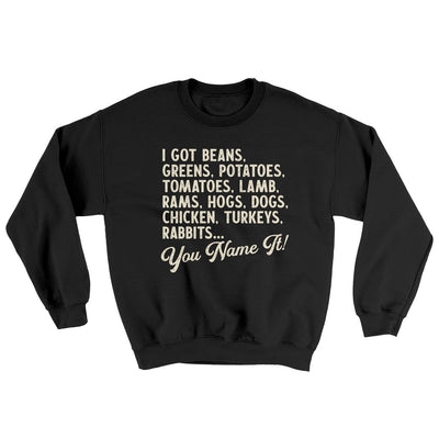 You Name It Ugly Sweater Black | Funny Shirt from Famous In Real Life