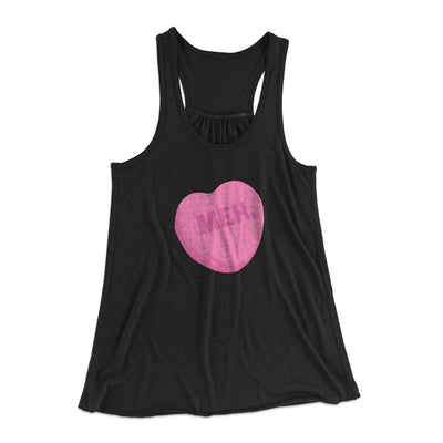 Meh. Candy Heart Funny Women's Flowey Tank Top Black | Funny Shirt from Famous In Real Life