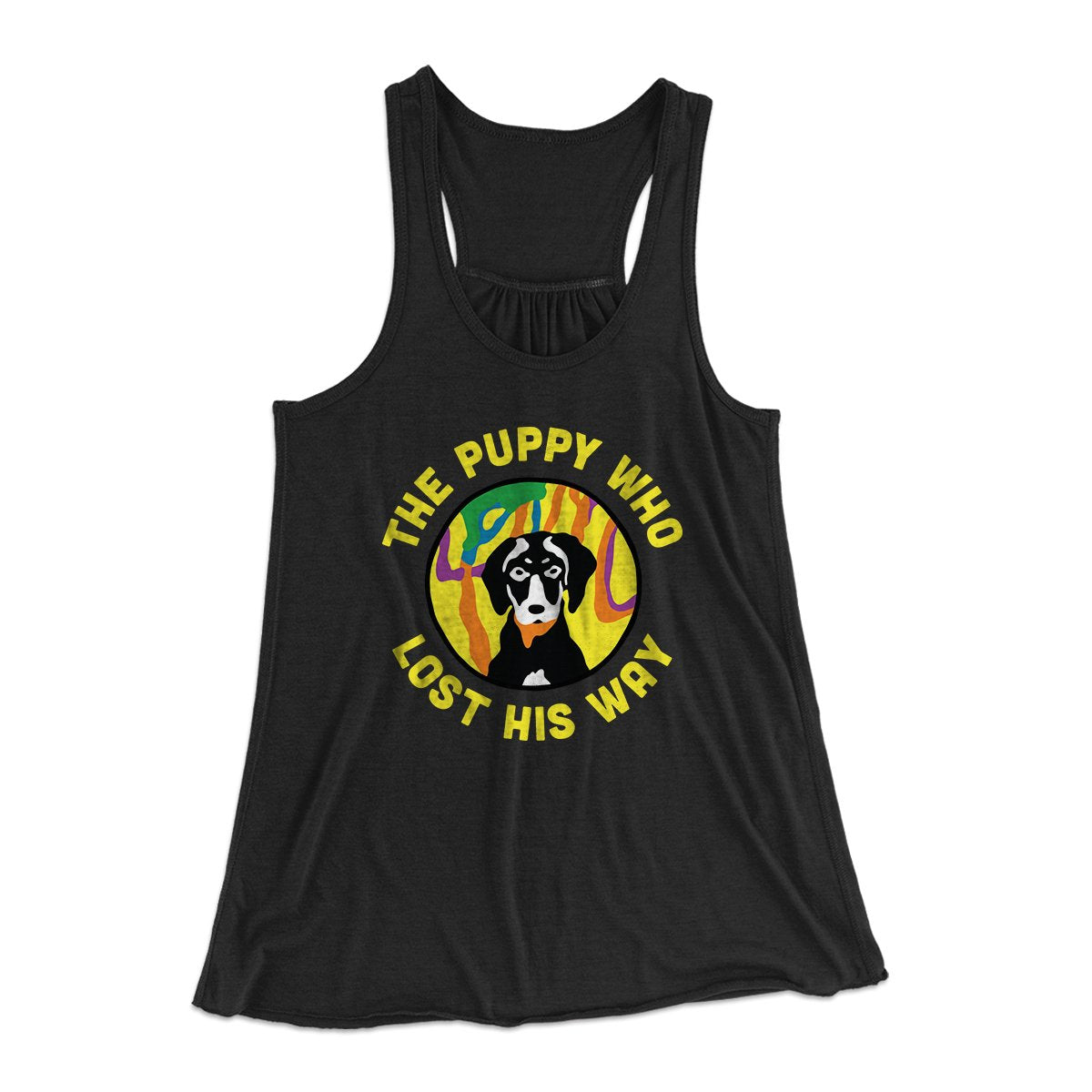 The Puppy Who Lost His Way Women's Flowey Tank Top Black | Funny Shirt from Famous In Real Life