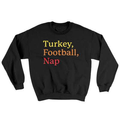 Turkey, Football, Nap Ugly Sweater Black | Funny Shirt from Famous In Real Life