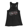 Because America, That's Why Women's Flowey Tank Top Black | Funny Shirt from Famous In Real Life