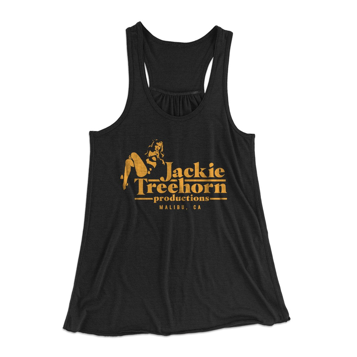 Jackie Treehorn Productions Women's Flowey Tank Top Black | Funny Shirt from Famous In Real Life