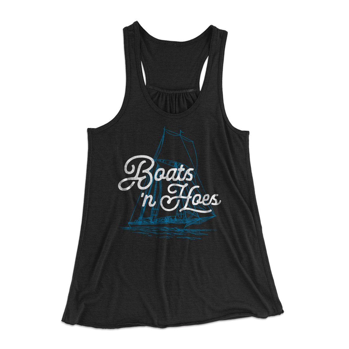 Boats 'N Hoes Women's Flowey Tank Top Black | Funny Shirt from Famous In Real Life