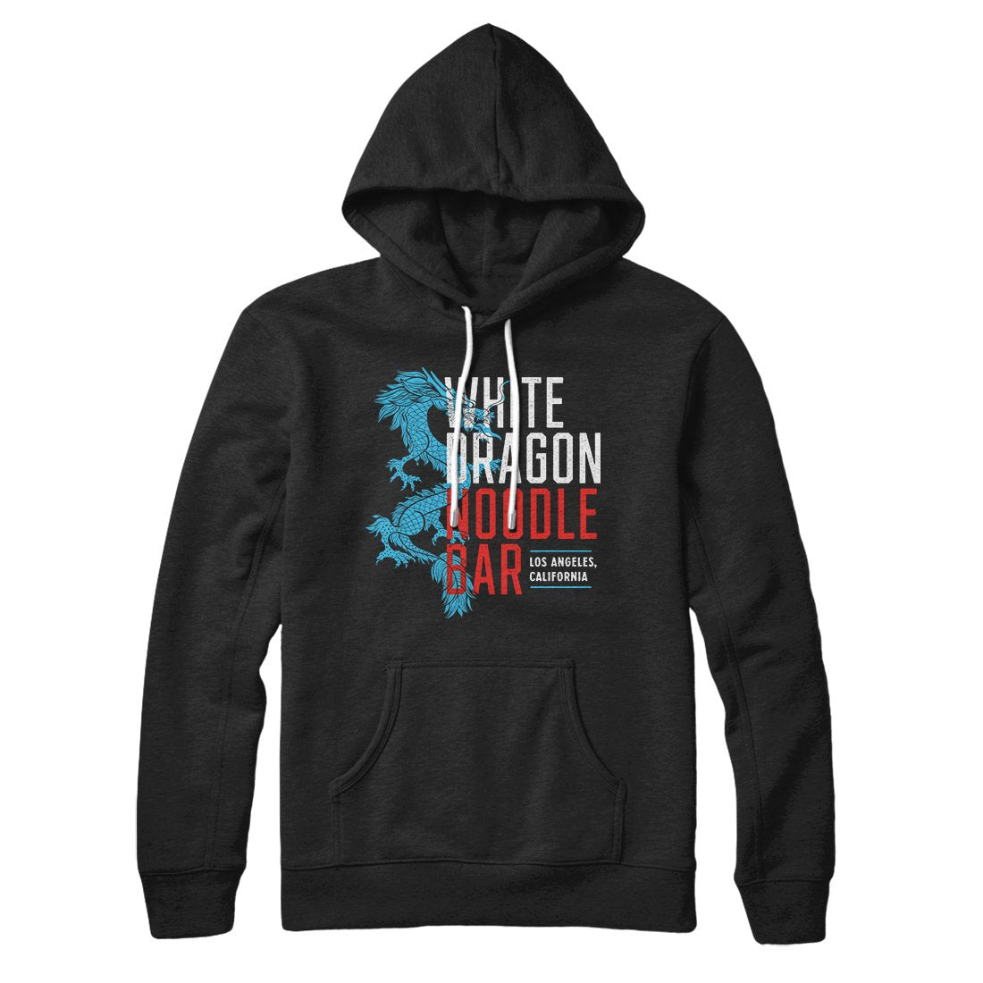 White Dragon Noodle Bar Hoodie Black | Funny Shirt from Famous In Real Life