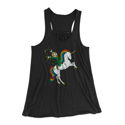 Leprechaun Unicorn Jockey Women's Flowey Tank Top Black | Funny Shirt from Famous In Real Life