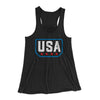 USA Badge Logo Women's Flowey Tank Top Black | Funny Shirt from Famous In Real Life