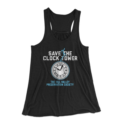 Save the Clock Tower Women's Flowey Tank Top Black | Funny Shirt from Famous In Real Life
