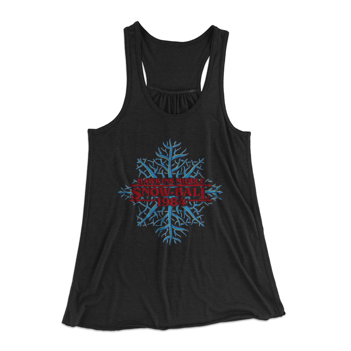 Hawkins Middle Snow Ball Women's Flowey Tank Top Black | Funny Shirt from Famous In Real Life