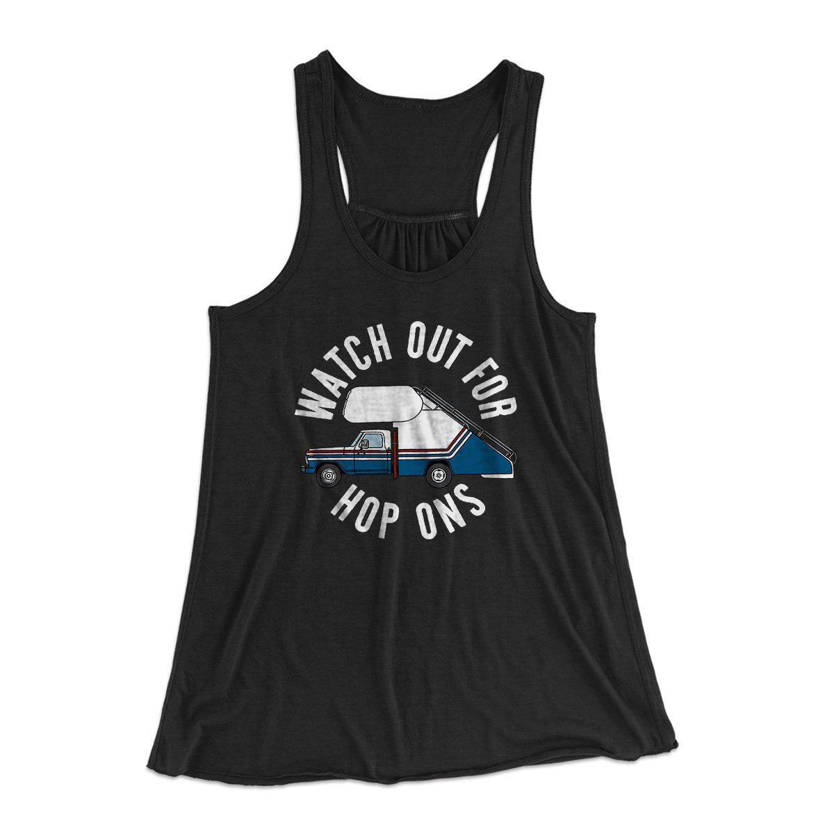 Watch Out For Hop-Ons Women's Flowey Tank Top Black | Funny Shirt from Famous In Real Life