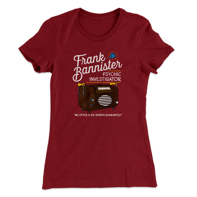 Frank Bannister Psychic Investigator Women's T-Shirt Maroon | Funny Shirt from Famous In Real Life