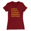 Interview Vampire Names Women's T-Shirt Maroon | Funny Shirt from Famous In Real Life