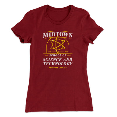 Midtown School Of Science And Technology Women's T-Shirt Maroon | Funny Shirt from Famous In Real Life