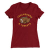 Touchdowns And Turkeys Funny Thanksgiving Women's T-Shirt Maroon | Funny Shirt from Famous In Real Life