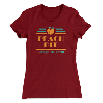 Peach Pit Diner Women's T-Shirt Maroon | Funny Shirt from Famous In Real Life