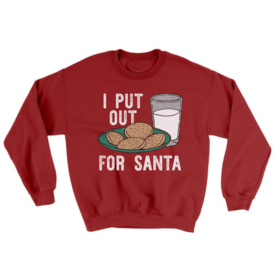 I Put Out for Santa Men/Unisex Ugly Sweater Cardinal Red | Funny Shirt from Famous In Real Life