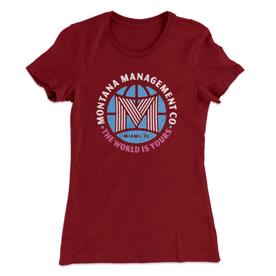 Montana Management Co Women's T-Shirt Maroon | Funny Shirt from Famous In Real Life