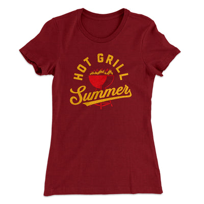 Hot Grill Summer Women's T-Shirt Solid Maroon | Funny Shirt from Famous In Real Life