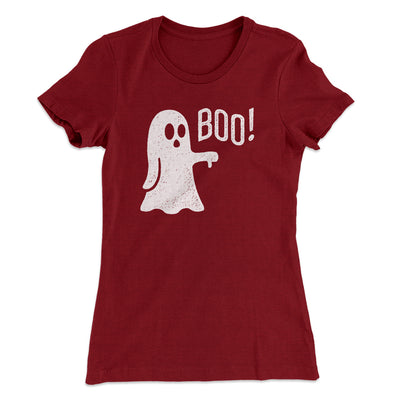 Boo - Ghost Women's T-Shirt Maroon | Funny Shirt from Famous In Real Life