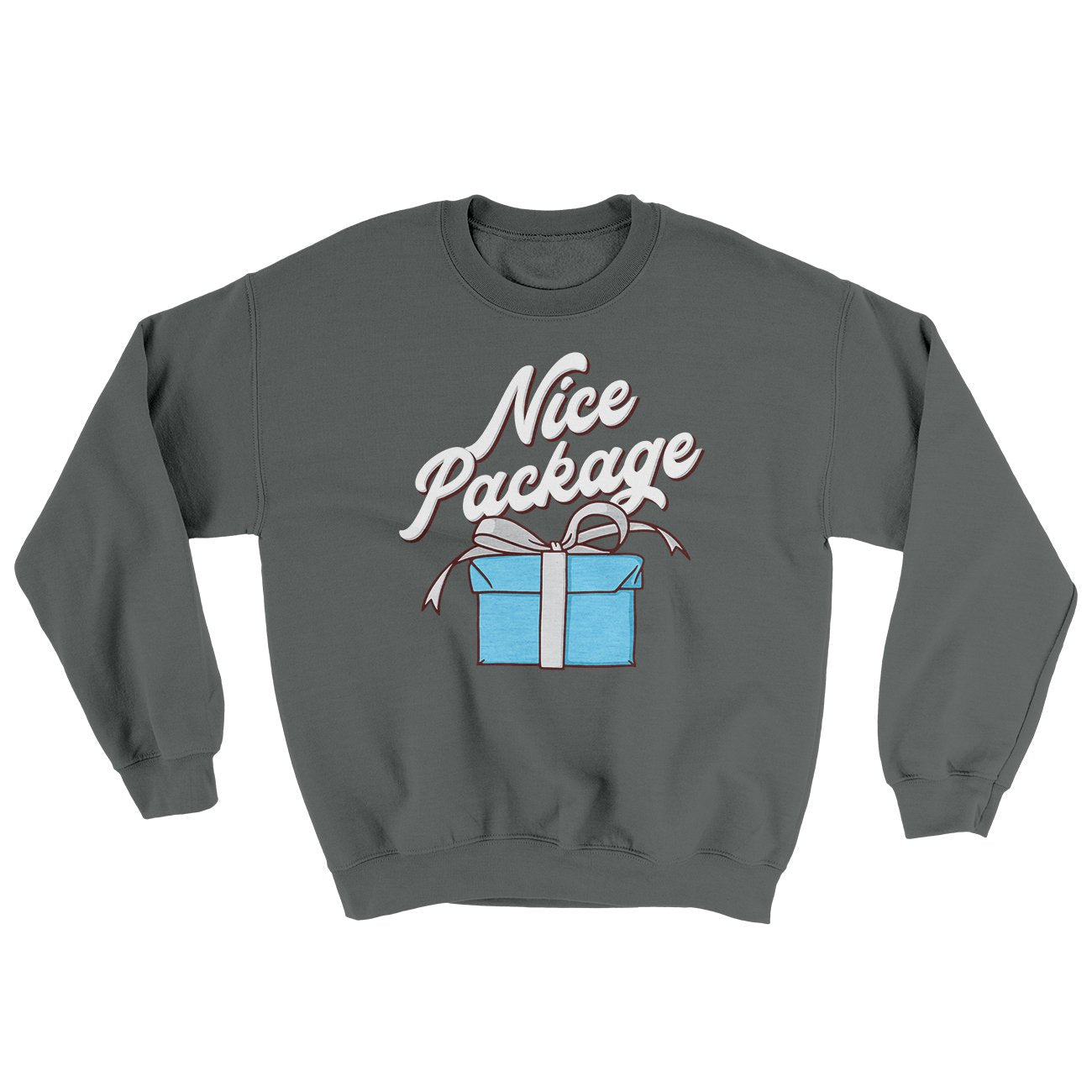 Nice Package Ugly Sweater Charcoal | Funny Shirt from Famous In Real Life