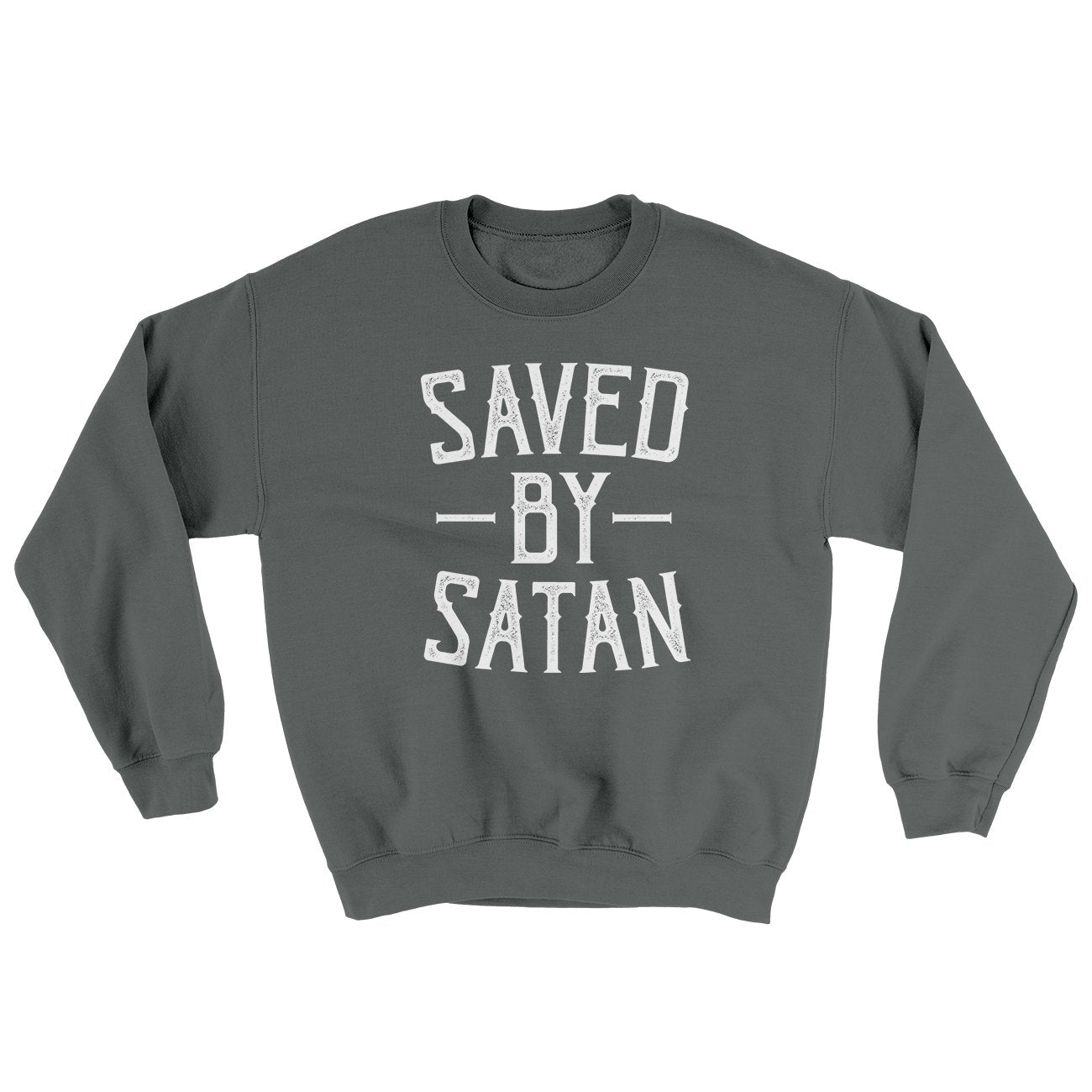 Saved By Satan Ugly Sweater Charcoal | Funny Shirt from Famous In Real Life