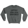 Support Your Local Bartender Ugly Sweater Dark Heather | Funny Shirt from Famous In Real Life