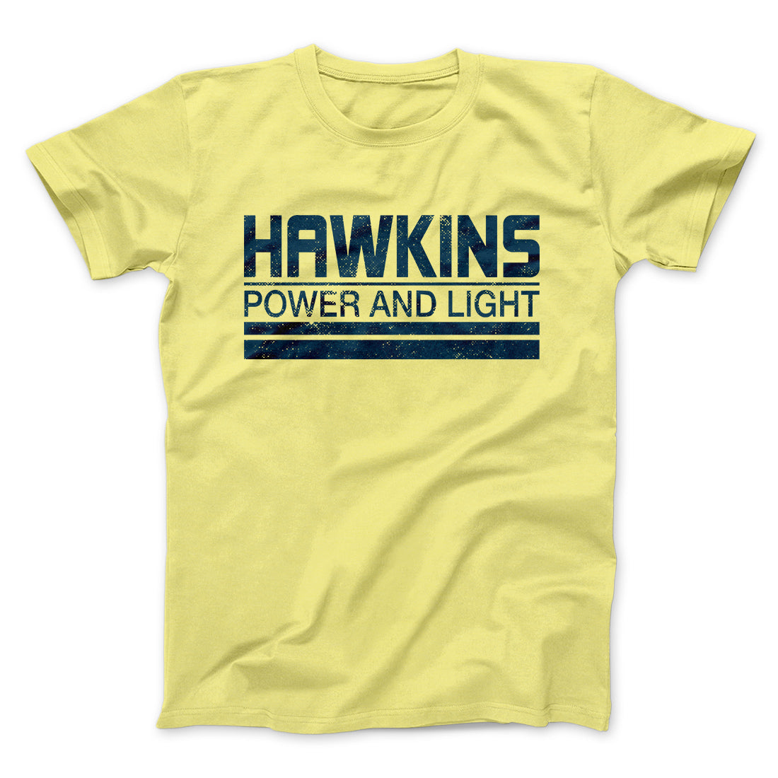 Hawkins Power and Light Men/Unisex T-Shirt Maize Yellow | Funny Shirt from Famous In Real Life