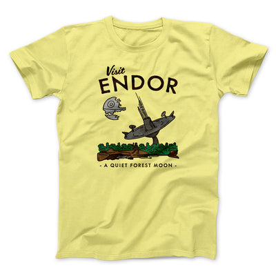 Visit Endor Funny Movie Men/Unisex T-Shirt Maize Yellow | Funny Shirt from Famous In Real Life
