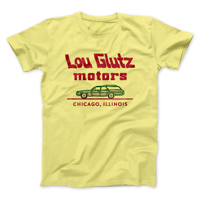 Lou Glutz Motors Funny Movie Men/Unisex T-Shirt Yellow | Funny Shirt from Famous In Real Life
