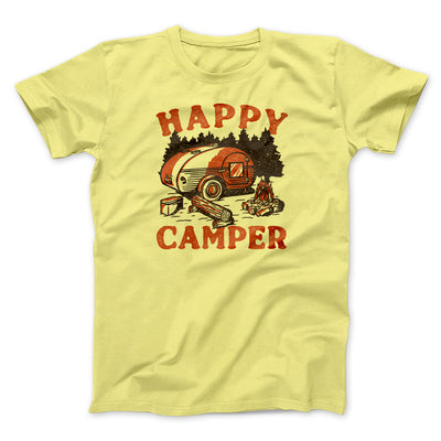 Happy Camper Men/Unisex T-Shirt Maize Yellow | Funny Shirt from Famous In Real Life