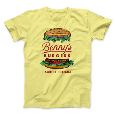 Benny's Burgers Men/Unisex T-Shirt Maize Yellow | Funny Shirt from Famous In Real Life