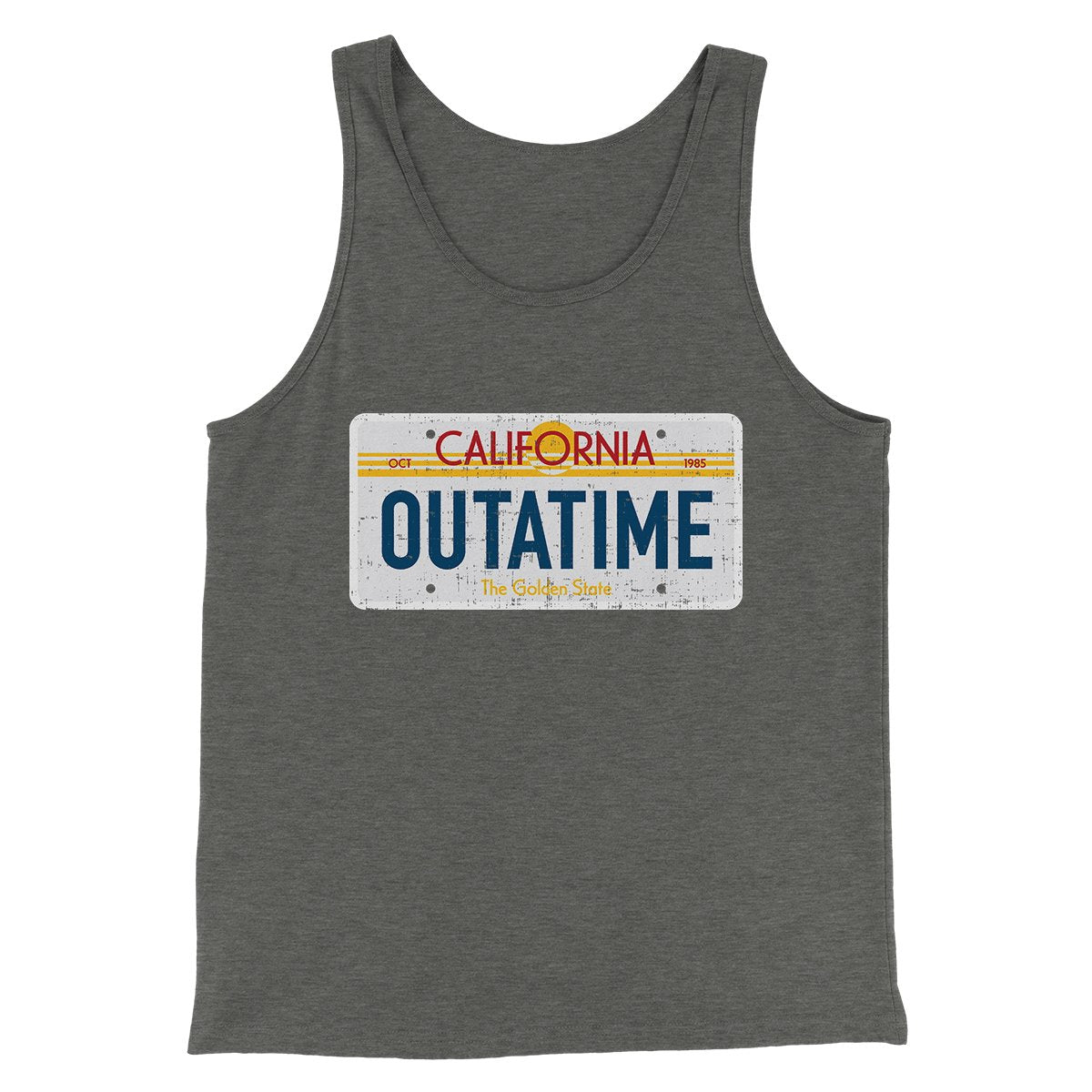 Outatime License Plate Funny Movie Men/Unisex Tank Top Deep Heather | Funny Shirt from Famous In Real Life