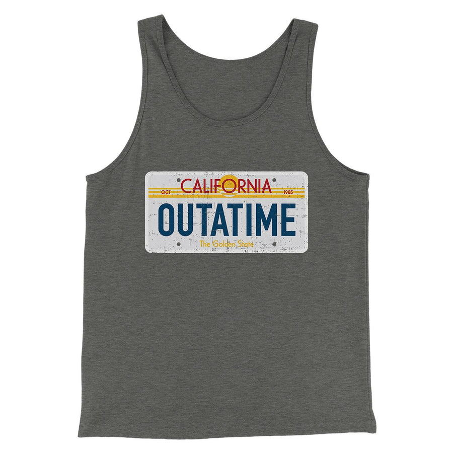 Outatime License Plate Funny Movie Men/Unisex Tank Top Deep Heather | Funny Shirt from Famous In Real Life