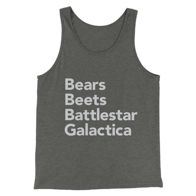 Bears, Beets, Battlestar Galactica Men/Unisex Tank Top Deep Heather | Funny Shirt from Famous In Real Life