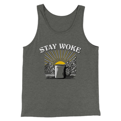 Stay Woke Coffee Funny Men/Unisex Tank Deep Heather | Funny Shirt from Famous In Real Life