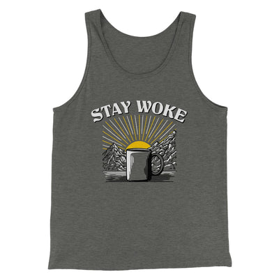 Stay Woke Coffee Men/Unisex Tank Deep Heather | Funny Shirt from Famous In Real Life