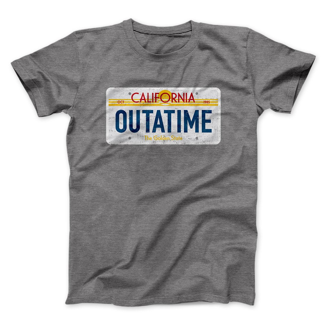 Outatime License Plate Funny Movie Men/Unisex T-Shirt | Funny Shirt from Famous In Real Life
