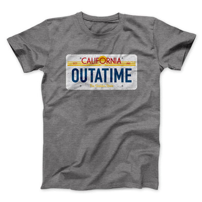 Outatime License Plate Funny Movie Men/Unisex T-Shirt Deep Heather | Funny Shirt from Famous In Real Life