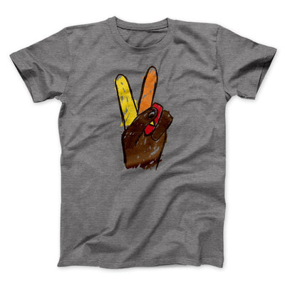 Peace Sign Hand Turkey Funny Thanksgiving Men/Unisex T-Shirt Deep Heather | Funny Shirt from Famous In Real Life