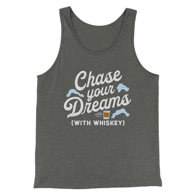 Chase Your Dreams With Whiskey Men/Unisex Tank Deep Heather | Funny Shirt from Famous In Real Life