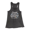 Chase Your Dreams With Whiskey Women's Flowey Tank Top Dark Grey Heather | Funny Shirt from Famous In Real Life