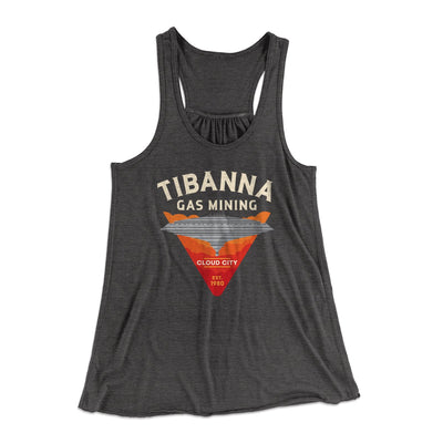 Tibanna Gas Mining Women's Flowey Tank Top Dark Grey Heather | Funny Shirt from Famous In Real Life