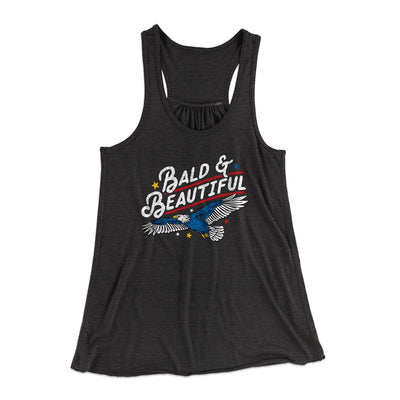 Bald & Beautiful Women's Flowey Tank Top Dark Grey Heather | Funny Shirt from Famous In Real Life