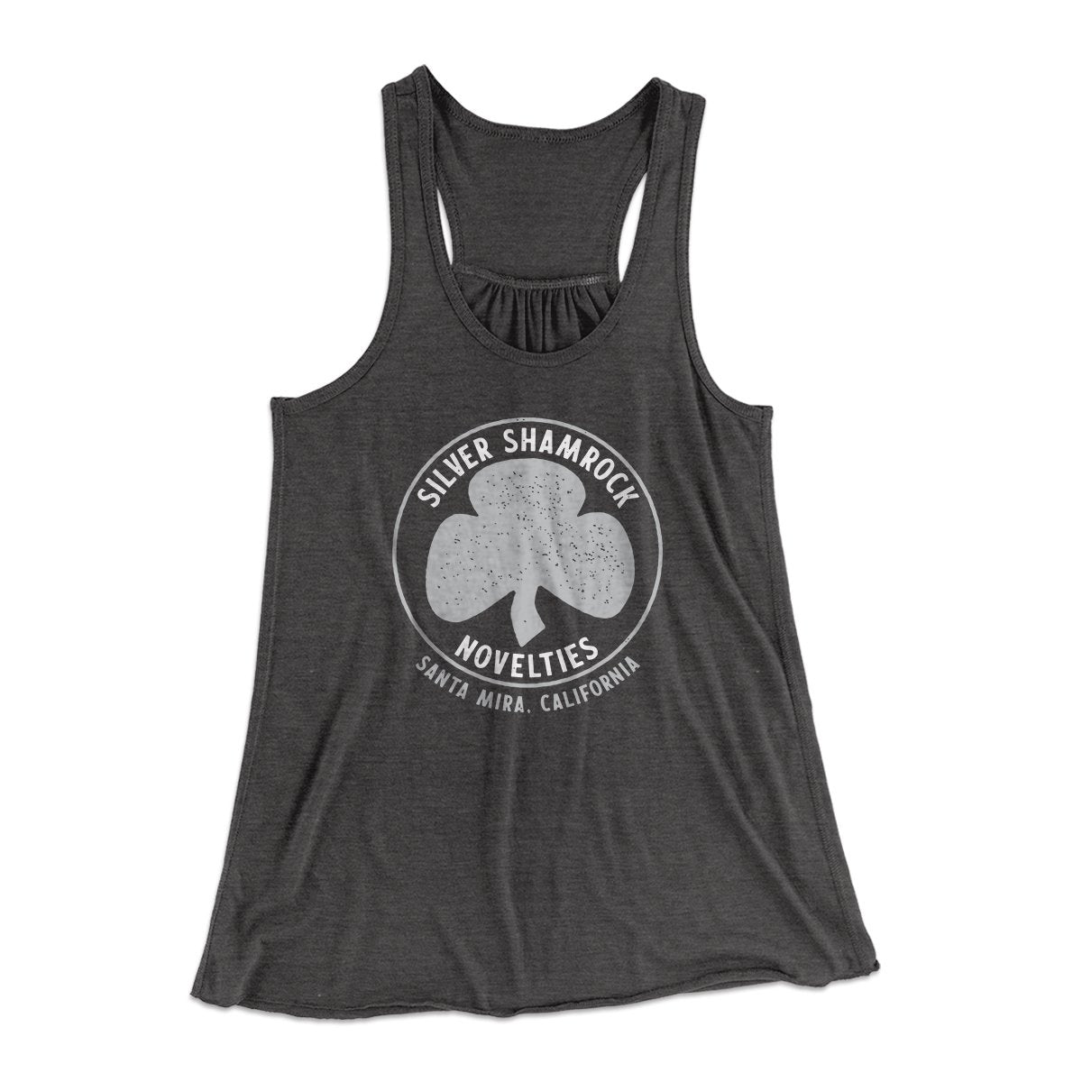 Silver Shamrock Novelties Women's Flowey Tank Top Dark Grey Heather | Funny Shirt from Famous In Real Life