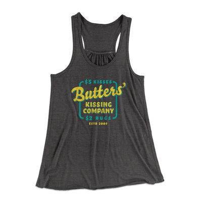 Butter's Kissing Company Women's Flowey Tank Top Dark Grey Heather | Funny Shirt from Famous In Real Life