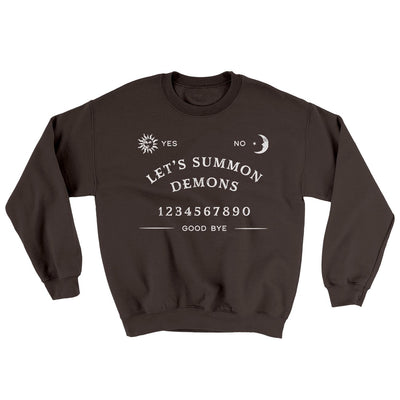 Let's Summon Demons Ugly Sweater Dark Chocolate | Funny Shirt from Famous In Real Life