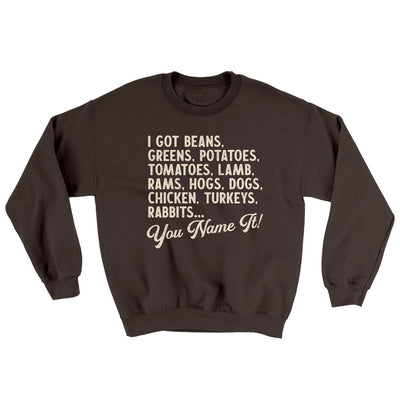 You Name It Ugly Sweater Dark Chocolate | Funny Shirt from Famous In Real Life