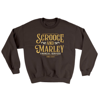 Scrooge & Marley Financial Services Ugly Sweater Dark Chocolate | Funny Shirt from Famous In Real Life