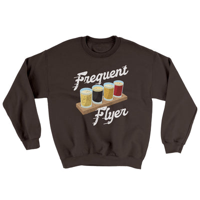 Frequent Flyer Ugly Sweater Dark Chocolate | Funny Shirt from Famous In Real Life